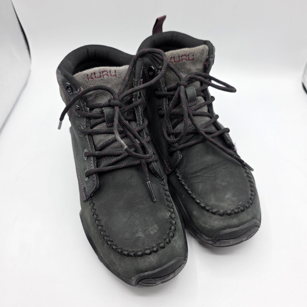 Kuru Quest Boots Womens 7 Black Leather Hiking Outdoor Orthotic Comfort Cushion